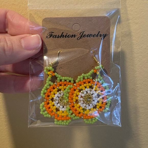 Jewelry - Handmade Beaded Colorful Statement Earrings